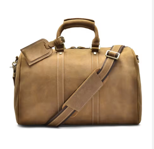 Sac de voyage vintage en cuir Crazy Horse pour homme, grande capacité, avec fermeture éclair, sac à main, sac bandoulière, usage professionnel, vente en gros, personnalisable - Product Image 5