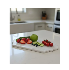 Planche à découper décorative moderne carrée, durable, compatible lave-vaisselle, en marbre naturel, pour la préparation des aliments, la pâtisserie, le service élégant - Product Image 2
