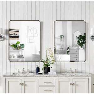 Miroir mural rectangulaire en métal noir de 24x36 pouces avec cadre miroir de coiffeuse pour salle de bain salon chambre décor - Product Image 2