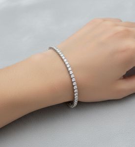 Pulsera de tenis de plata de ley 925 con moissanita tallada para mujer, engaste circular, joyería fina de lujo, regalo de moda/venta al por mayor para fiestas - Product Image 1