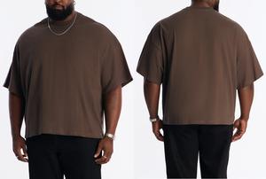 เสื้อยืดคอกลมแขนสั้นทรงบ็อกซี่ผ้าฝ้าย 100% สีพื้น พิมพ์โลโก้ตามสั่ง OEM รุ่นใหม่ล่าสุดสำหรับผู้ชาย สวมใส่สบายๆ - Product Image 6