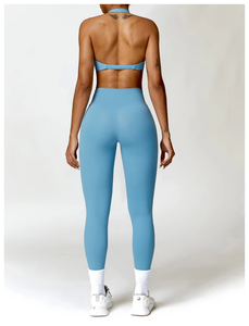 Ensemble de yoga personnalisé pour femme, soutien-gorge de sport et leggings, tenue de sport respirante et extensible pour la gym et le fitness – Vente chaude - Product Image 6