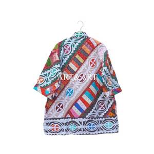 Robe Kimono Kantha 100% Coton Ethnique Imprimé Fleurs Magnifiques Fait Main, Peignoir de Nuit, Vêtement de Plage pour Femme – Vente en Gros - Product Image 5