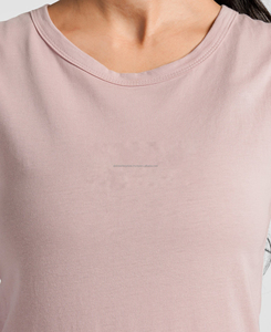 Camisetas sin mangas cortas 100% algodón para mujer, tejido transpirable, ecológico, con logo frontal, para gimnasio y deportes, venta al por mayor 2026, MOQ bajo - Product Image 5