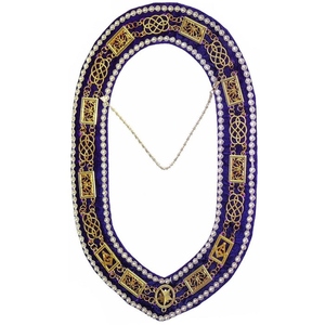 Collar de cadena Grand Lodge Blue Lodge chapado en oro con pedrería, insignia masónica ceremonial, accesorio de lujo para el cuello, insignia fraternal. - Product Image 1
