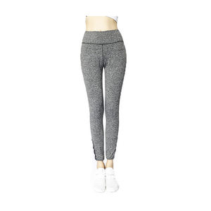 High Waist Seamless Yoga <b>Leggings</b> Full Length Solid Gray Spandex Polyester Four-Way Stretch <b>Women</b> Fitness Pants - Product Image 1