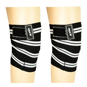 Enveloppes de genou de 39 pouces (paire) avec sangles pour squats haltérophilie Powerlifting Leg Press Cross Training Flexible Striped Pattern - Product Image 5