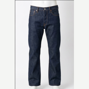 Straight-Leg Dark Wash <b>Denim</b> Jeans Men High Waist Regular Fit Cotton Casual Autumn Style Pants - Product Image 1