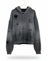 Sweat à capuche zippé pour homme de haute qualité 500 GSM en molleton coupe classique 100 % coton anti-plis respirant brodé sur toute la surface