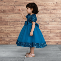 Robe de Soirée de Luxe pour Filles, Sur Mesure, en Velours Brodé de Paillettes, avec Nœud, Longueur Genou, Écologique, ODM, pour Anniversaire, Mariage, Bal de Promo