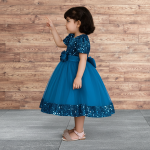 Vestido de Lentejuelas de Primera Calidad para Niña, Diseño Personalizado, Terciopelo de Lujo con Bordado y Lazo, Vestido de Fiesta de Cumpleaños, Boda, Evento Formal - Product Image 3