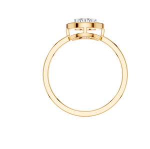 Anillo de compromiso y boda de racimo de diamantes redondos de oro sólido clásico de 14K y 18K para mujer Ajuste de bisel con piedra natural - Product Image 4