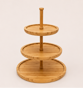 Custom 3-Tier Wooden Cake <b>Stand</b> & Wooden <b>Cupcake</b> Display Eco-Friendly Round Dessert Serving Tray for Weddings Parties - Product Image 3