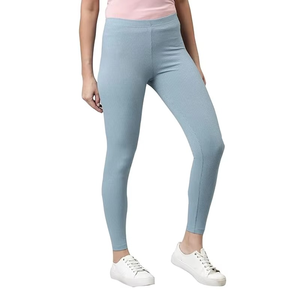 High Waist Ribbed Leggings Full Length Solid Color Knitted Spandex Polyester Stretch Breathable Comfortable Compression Women's - Product Image 5