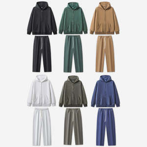 Ensemble survêtement hiver 500 GSM en molleton de coton délavé à l'acide, coupe oversize, avec sweat à capuche zippé et pantalon de jogging |   Logo personnalisé OEM en gros - Product Image 4