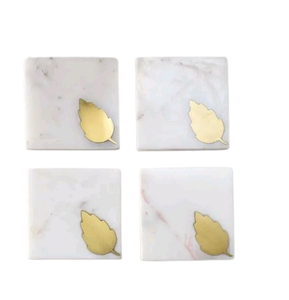 Posavasos de mármol con diseño clásico en dorado y blanco, de doble tono, para mesa de café, vino, cocina, decoración de mesa de té y accesorios. - Product Image 3