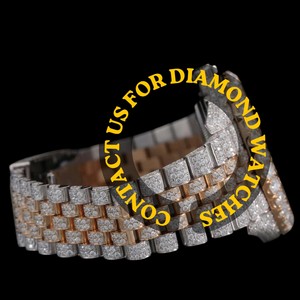 Reloj de Diseño Único con Esfera de Cristal, Dos Tonos, Completamente Decorado, Estilo Hip Hop, Movimiento de Cuarzo ETA, Características Clásicas, Moda, Negocios, Brillante, Personalizado - Product Image 6