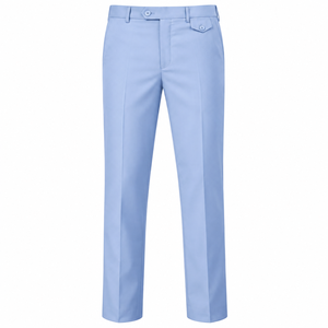Pantalon habillé classique pour homme, coupe droite, bleu clair, décontracté chic, avec fermeture boutonnée, infroissable et extensible - Product Image 2