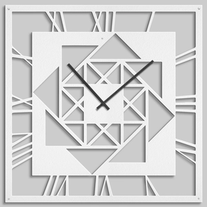 Modern Geometric Metal Wall <b>Clock</b> White Square Design <b>Large</b> 33-40 Inch Home Decoration Art Piece - Product Image 2