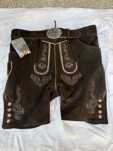 Pantalones Cortos de Cuero Estilo Bávaro Bordados para Hombre, Lederhosen hasta la Rodilla para Primavera - Product Image 2