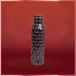 Bouteille d'eau en cuivre, design bohème, portable avec couvercle, pour les voyages - Product Image 2