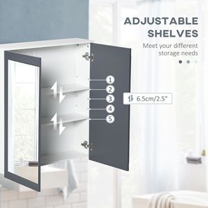 Mobile Bagno Bianco da Parete con Specchio Smart, Organizer Impermeabile a Doppia Anta con Ripiani, Organizzatore a Specchio da Parete - Product Image 6