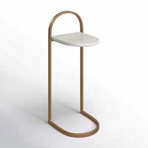 Mesa auxiliar para sofá en forma de C con superficie redonda elevada y base deslizante que ahorra espacio, ideal para salas de estar y bares. - Product Image 4