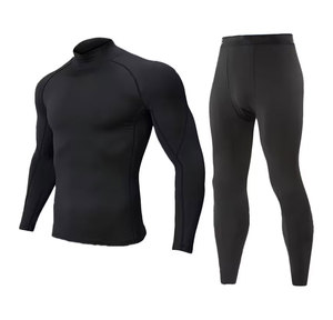 Combinaison de sport de compression noire pour homme EASYFIT INDUSTRIES, manches longues, col rond, séchage rapide, spandex, polyester, écologique, pull-over - Product Image 1