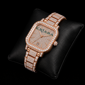 Montre en acier inoxydable et verre, personnalisée, de luxe, de haute qualité, avec diamants Moissanite, la plus vendue, pour le branding, la vente en gros et les cadeaux d'entreprise - Product Image 3