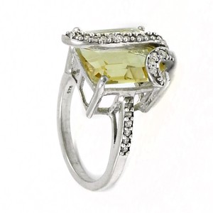 Anillo de cóctel de lujo de plata 925 con citrino natural y circonitas cúbicas AAA con corte baguette, engaste pavé y diseño geométrico para mujer, joyería de fiesta - Product Image 4