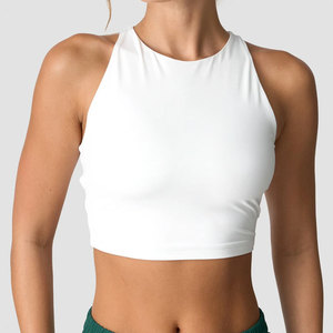Crop Tank <b>Top</b> Design Ladies High Quality Body Fit Plain Slim Fit Outdoor Gym Yoga Clothes <b>Racerback</b> High Stretchy Plain - Product Image 1