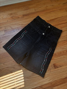 Pantalones Cortos de Mezclilla Personalizados para Hombre 2026, Estilo Urbano, Holgados, Vintage, Lavados, 100% Algodón, Secado Rápido, Cierre con Cordón - Product Image 1