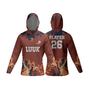 Custom Sublimated Geometric Print Basketball Practice Hooded Shooter <b>Shirts</b> Moisture Wicking Fitted Athletic OEM ODM Apparel - Product Image 4