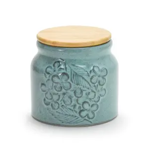 陶瓷家用厨房食品储物罐，带气密密封天然木盖优质罐连用罐
