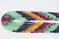 Collier de perles rondes facettées multicolores naturelles de 3 mm, 20 pouces, 7 brins, collier en pierres de saphir multicolores à prix de gros
