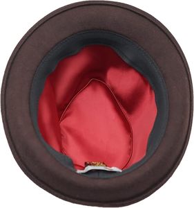 Brown Wool Fedora Hat with Black Ribbon Band Unisex Classic Style Wide Brim Formal Casual Wear Four Seasons Adult Size 56-58CM - Product Image 6