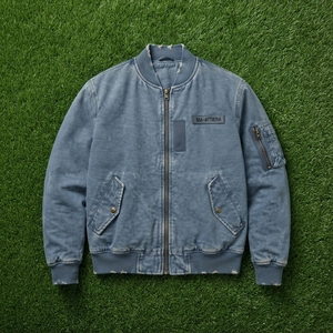 Mens <b>Vintage</b> Blue <b>Bomber</b> <b>Jacket</b> Streetwear Mens Winter <b>Jackets</b> Wholesale <b>Jacket</b> For Men Casual Fashion Zip Up Outerwear - Product Image 5