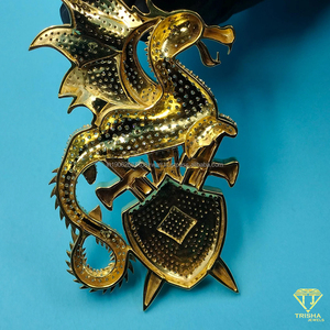 Pendentif Dragon Diamanté Majestueux en Argent 925, Bijou de Luxe Tendance, Pendentif Dragon en Argent 925 Style Hip Hop - Product Image 6
