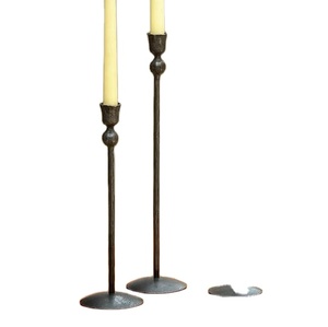 Juego de portavelas de Metal Vintage para decoración del hogar, Soporte redondo de 3 pilares, negro, antiguo - Product Image 1