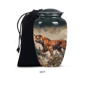 Whole Selling Black <b>Large</b> Tiger Cremation Adult Memorial <b>Urn</b> For Human Ashes Funeral Design Metal <b>Urn</b> Container Ashes For Female - Product Image 2