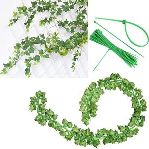 Paquete de 12 guirnaldas de hiedra artificial verde, decoración de habitación con flores colgantes con clip y hojas verdes artificiales para dormitorio - Product Image 3