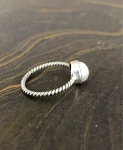 Elegant Pearl 925 Silver <b>Ring</b> Trendy Modern Handcrafted Twisted Band Vintage Classic <b>Dainty</b> Pearl Jewelry - Product Image 2