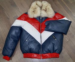 Custom Design Mens Real Leather V-Bomber Jacket Thick Warm Winter Puffer Coat Faux <b>Fox</b> <b>Fur</b> Collar Outerwear Jacket - Product Image 3