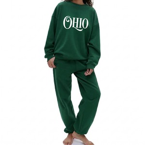 Ensemble de survêtement douillet personnalisé pour femme en polaire bleue Arizona, col rond, manches longues, coupe ample, tenue décontractée, ensemble 2 pièces longueur intégrale - Product Image 2