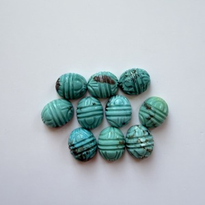 TFH natural Blue-<b>green</b> Turquoise carving pcs for <b>jewellery</b> making 12x10 shape oval CAN DO MULTI SIZE - Product Image 2