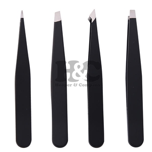 Pinzas de Cejas Inclinadas de Acero Inoxidable Profesional de Alta Calidad, Ecológicas, Duraderas, Totalmente Negras, Personalizadas para Maquillaje de Belleza - Product Image 2