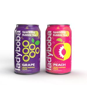 Lady Boba Sparkling Popping Boba, Jugo de Frutas con Sabor a Melocotón y Uva, con Bolsitas, Lata de 310 ml - Product Image 6