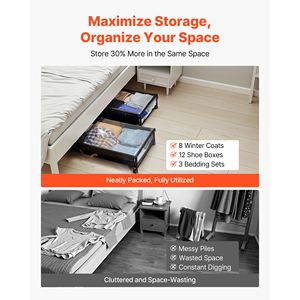 Contenitore Sottolletto con Coperchio Trasparente, Organizer per Scarpe con Ruote da 7,3 Pollici, 36,0 x 18,1 x 7,3 Pollici, Contenitore Sottolletto con Ruote - Product Image 6