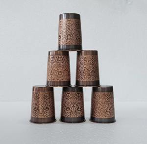 Juego de 2 vasos de vidrio negro cobrizo de diseño, perfecto para beber agua a diario, mesa de comedor, servicio de invitados, fiestas y eventos, uso en la cocina. - Product Image 6