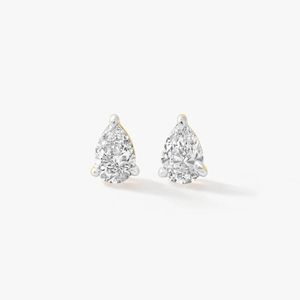 Boucles d'oreilles en or jaune 14 carats avec diamants CVD de laboratoire certifiés IGI, taille poire, couleur FG, pureté VS1, bijoux de luxe pour femme, parfaits pour les mariages - Product Image 1